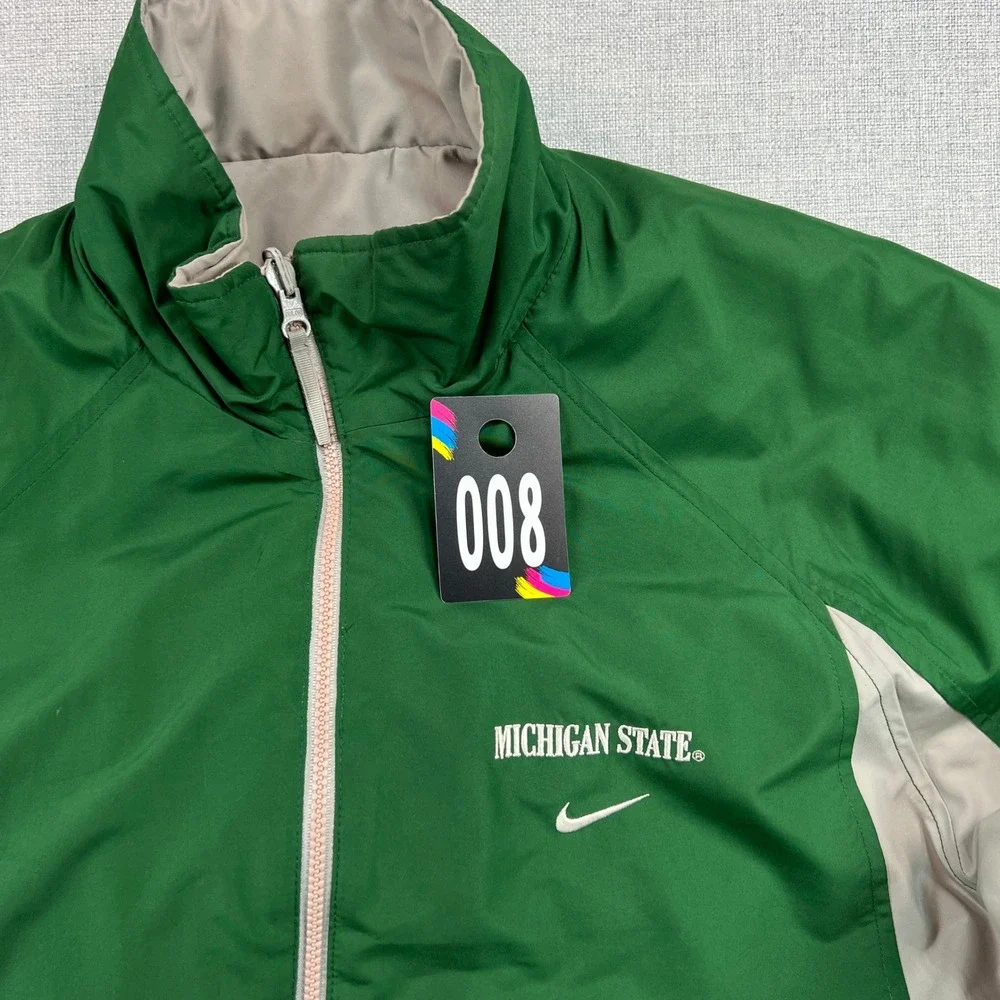 Vintage Y2K Nike Michigan State Spartans Jacket Reversible Puffer Coat Men Large